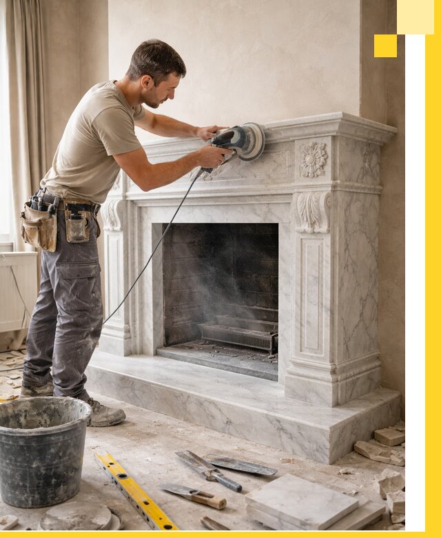 Изготовление и установка мраморных каминов в Новом Уренгое под ключ