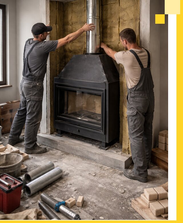 Изготовление и монтаж закрытых каминов в Новом Уренгое под ключ