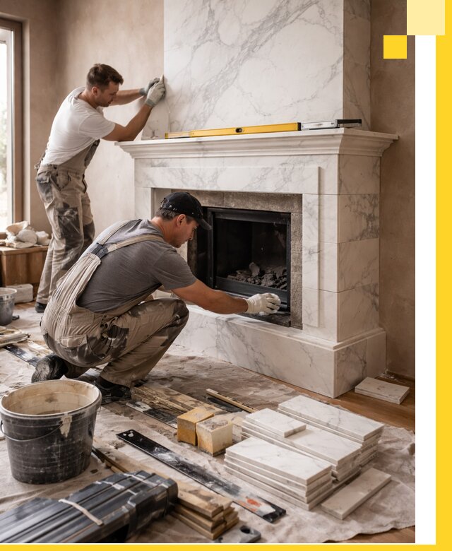 Отделка каминов в Новом Уренгое качественные облицовочные работы