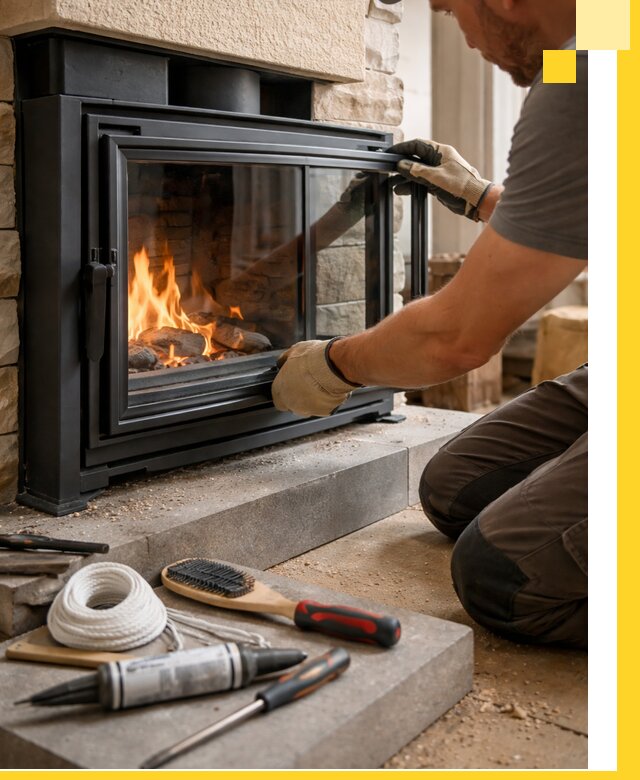 Производство, монтаж и доставка каминов со стеклом в Новом Уренгое