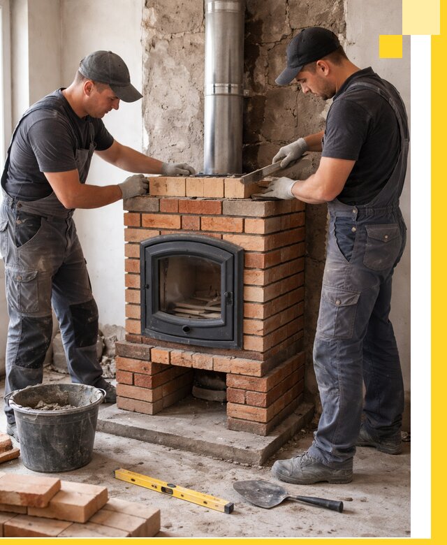 Монтаж печи камина под ключ в Новом Уренгое с гарантией и пусконаладкой