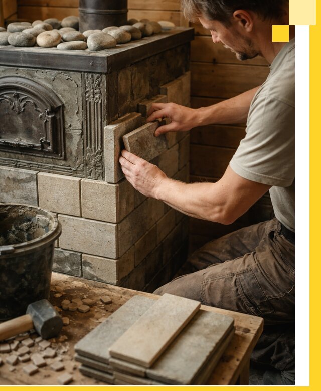 Облицовка банных печей в Новом Уренгое профессиональная отделка