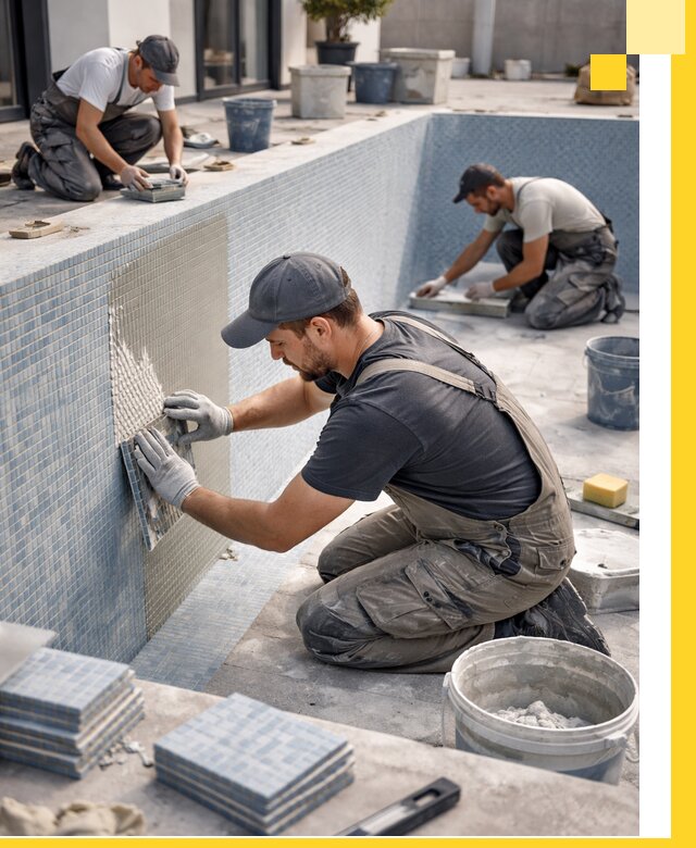 Облицовка бассейнов в Новом Уренгое плитка мозаика гидроизоляция