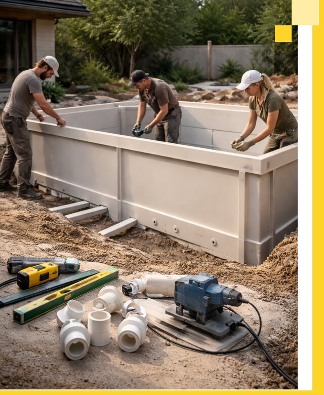 Установка полипропиленовых бассейнов под ключ в Новом Уренгое