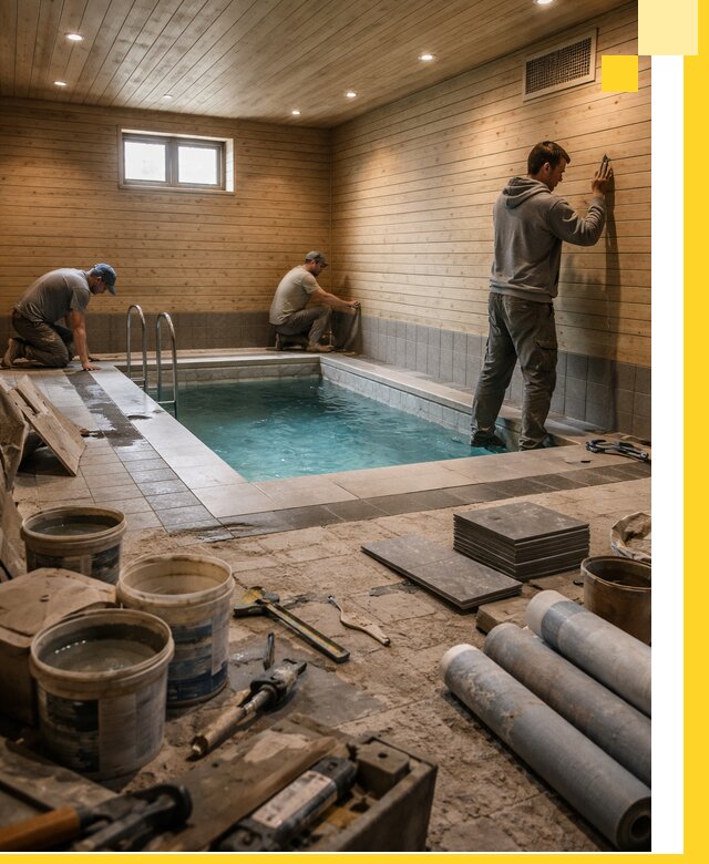 Строительство бани с бассейном и сауной под ключ в Новом Уренгое