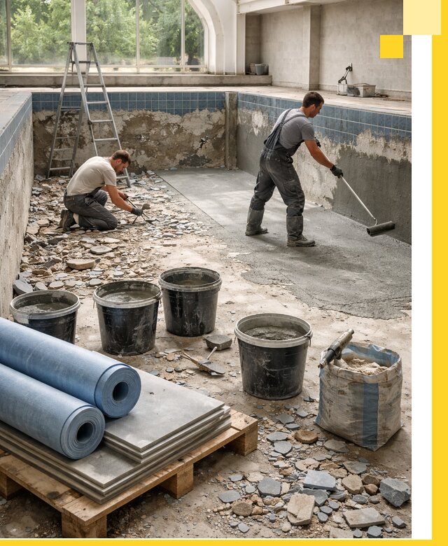 Реконструкция бассейнов в Новом Уренгое: ремонт, гидроизоляция