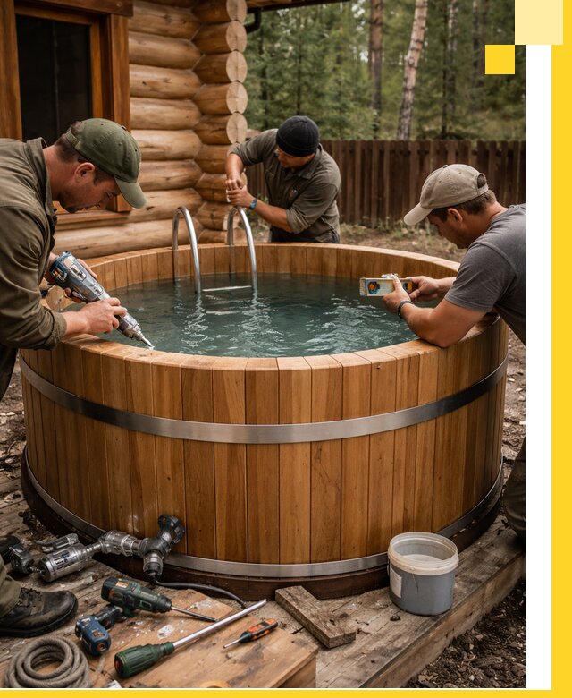 Строительство бань с купелью под ключ и отделкой в Новом Уренгое