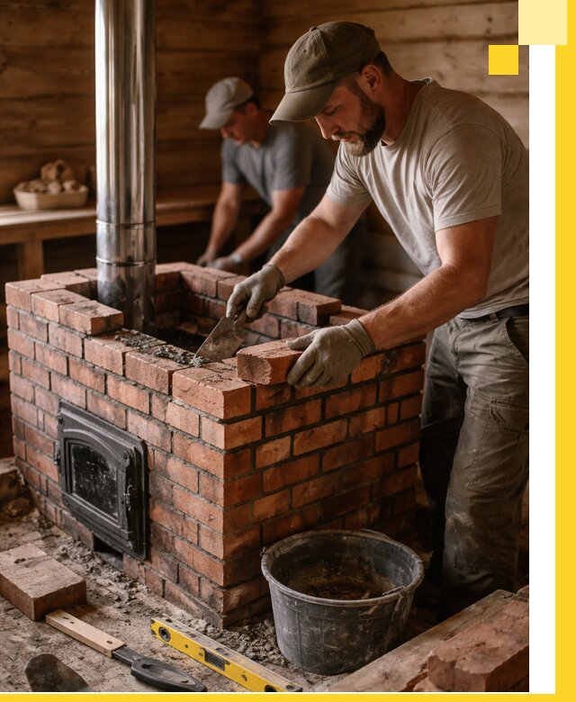 Кирпичные печи для бани под ключ в Новом Уренгое, проект и монтаж