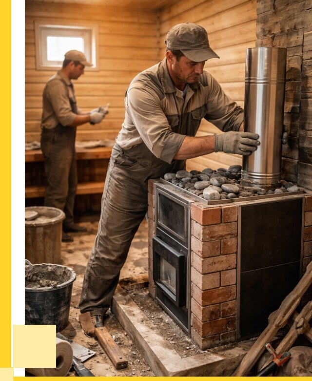 Монтаж печи в бане под ключ в Новом Уренгое от 20796 р. | ЭриданНвг