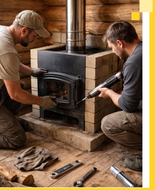 Монтаж и установка печи в бане под ключ с гарантией в Новом Уренгое