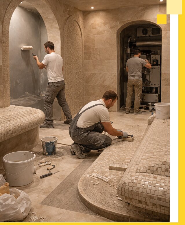 Строительство бани с хамамом и бассейном под ключ в Новом Уренгое