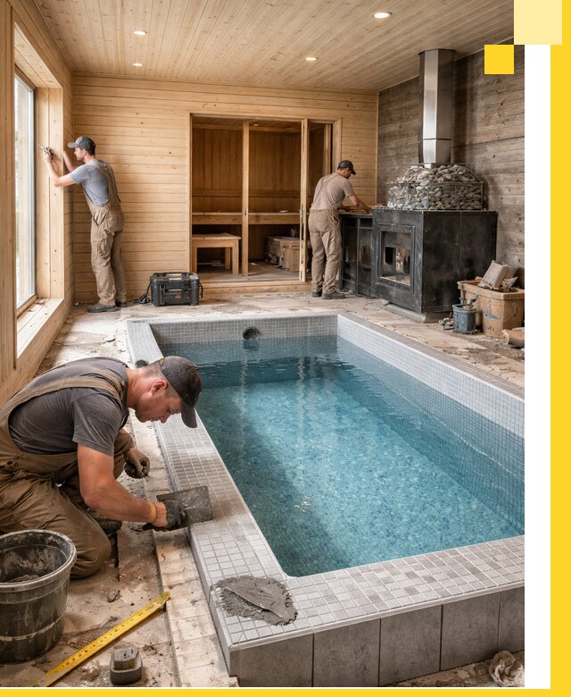 Проект бани с бассейном и сауной в Новом Уренгое под ключ