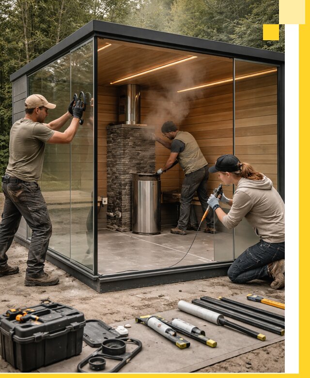 Проектирование и строительство стеклянных бань в Новом Уренгое