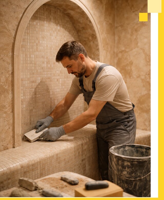 Профессиональная отделка хамамов с мозаикой под ключ в Новом Уренгое