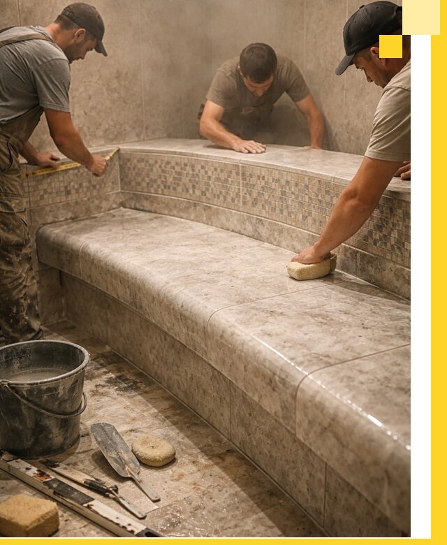 Изготовление и установка сидений для хамама в Новом Уренгое