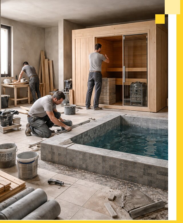 SPA зоны под ключ с бассейном сауной и печью в Новом Уренгое